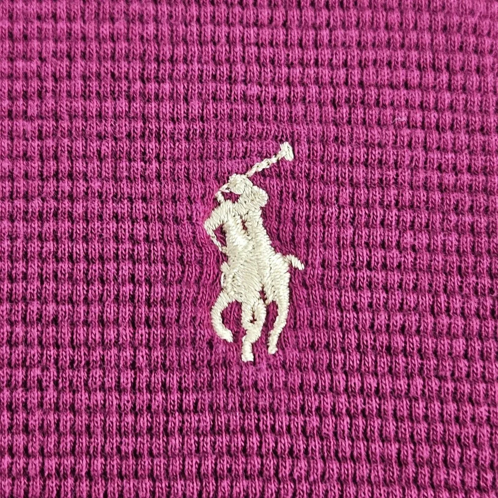 Polo Ralph Lauren Waffle‎ Knit Shirt Mens Medium M Burgundy Thermal Pullover